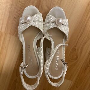 Gianni Bini White Pearl Embellished Sandals